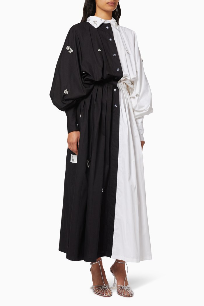 

Crystal Embellished Shirt Dress, Black