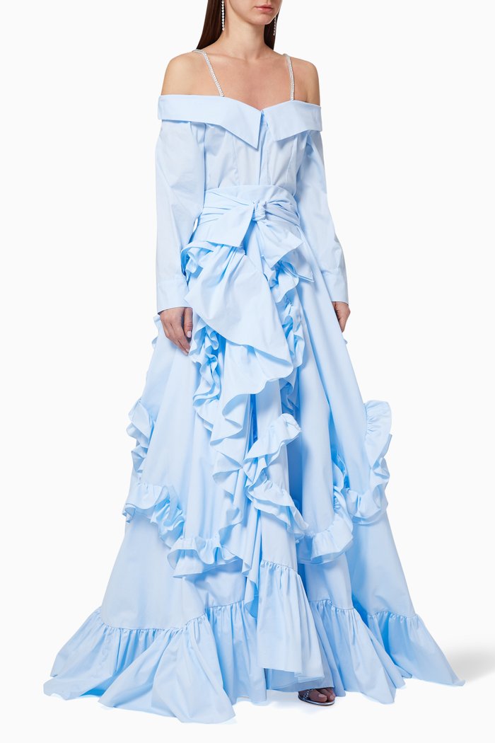 Ruffled Dress & Skirt Set, Blue