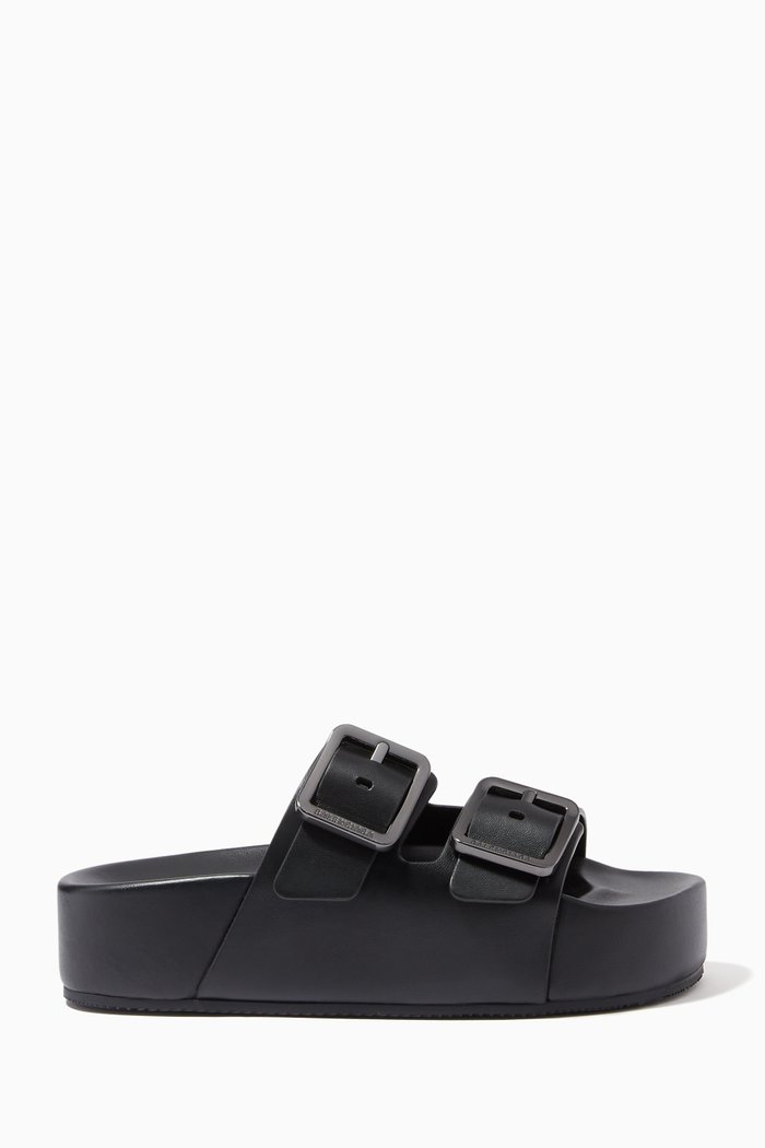 

Mallorca Platform Sandals in Smooth Sheepskin, Black