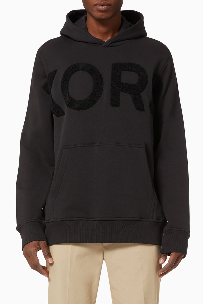 

Kors Oversized Hoodie in Cotton Terry, Black