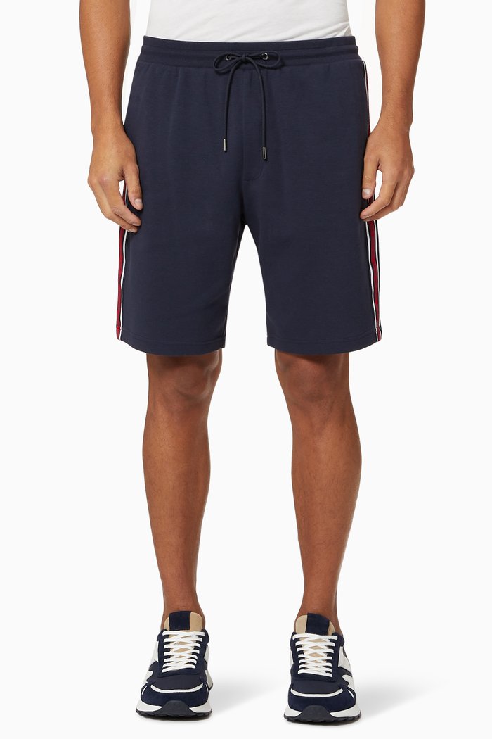 

Logo Tape Shorts in Cotton Knit, Blue
