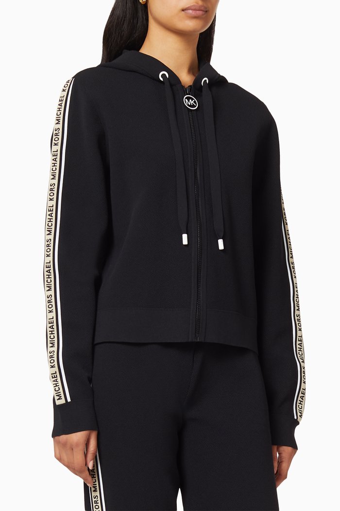 

Logo Tape Nylon Hoodie, Black