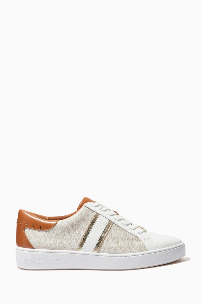 

Keaton Stripe Sneakers in Logo Canvas & Leather, Neutral