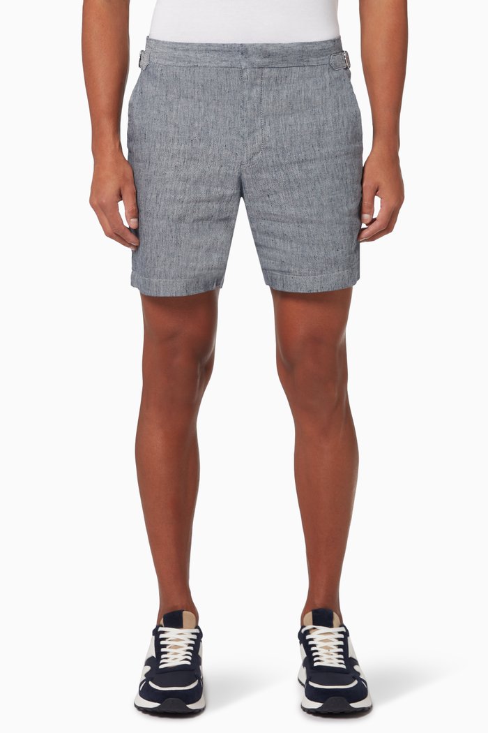 

Adjustable Shorts in Linen Blend, Blue