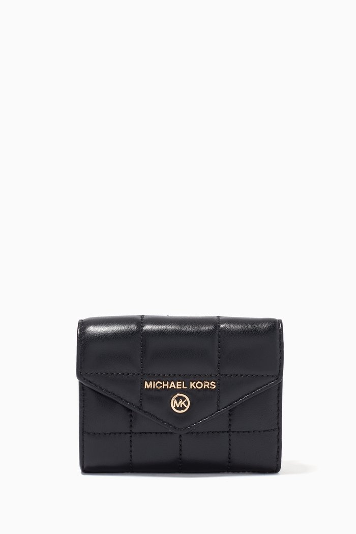 

Medium Envelope Wallet in Textured Leather, Black