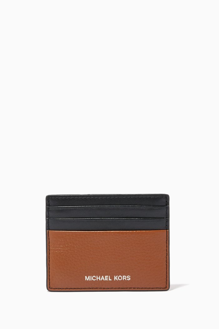 

Hudson Embossed Card Case in Leather, Brown