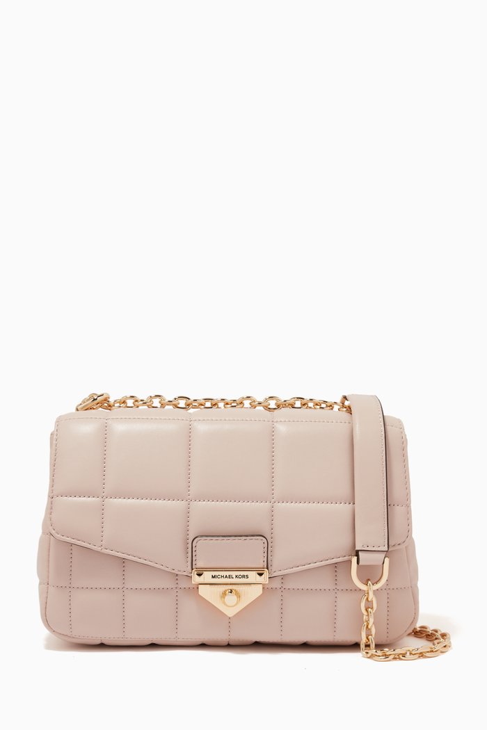 

Large Soho Shoulder Bag in Quilted Leather, Pink