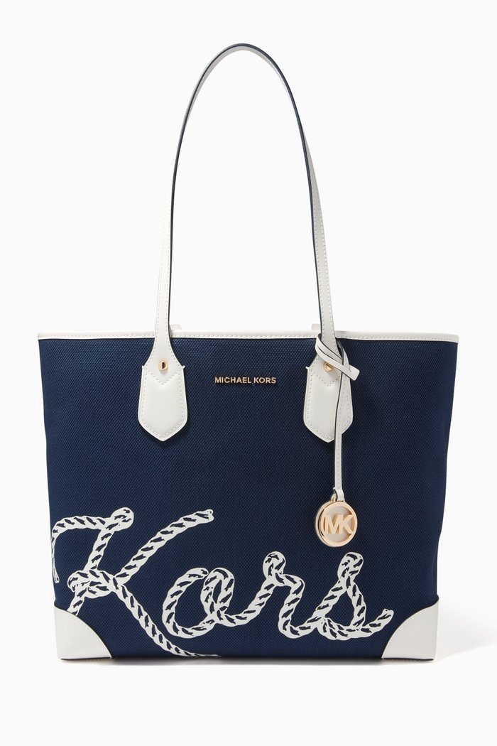 

Large Eva Tote Bag in Cotton Canvas, Blue