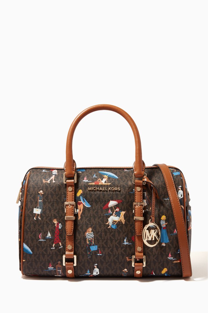 

Medium Bedford Duffle Bag in Jet Set Girls Logo Canvas & Leather, Multicolour