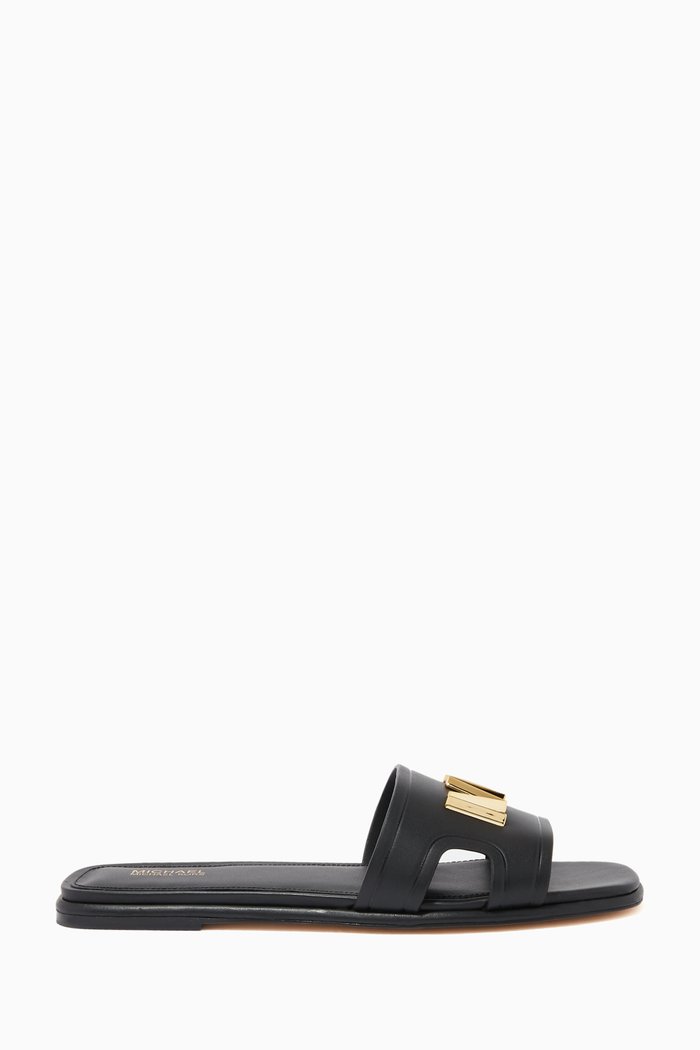 

Kippy Slide Sandals in Leather, Black