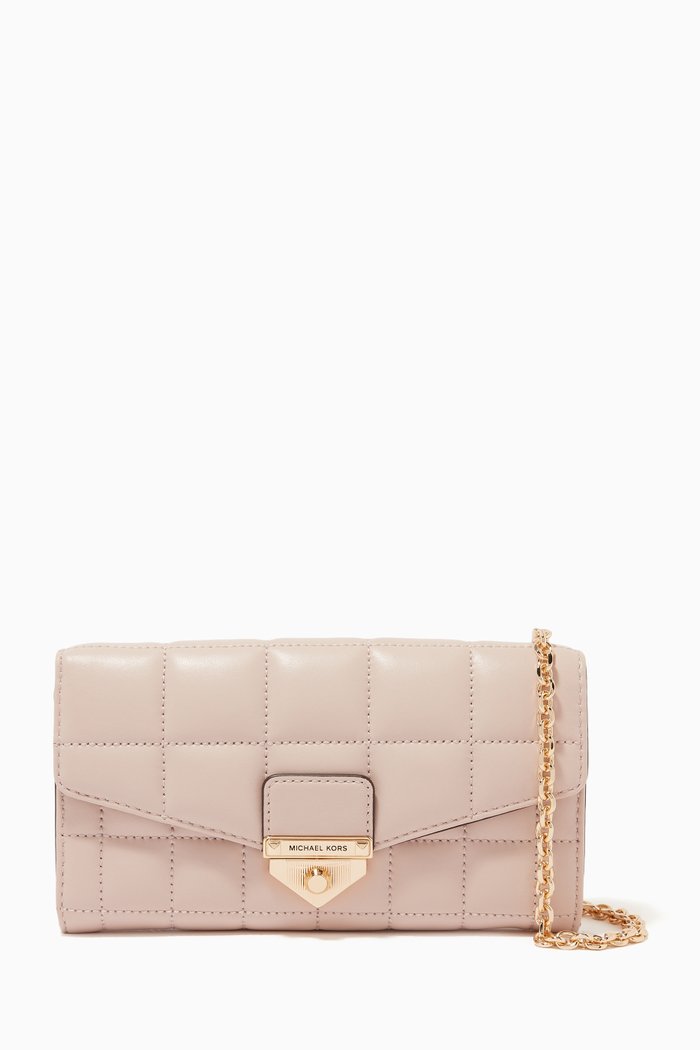 

Large Soho Chain Wallet in Quilted Leather, Pink
