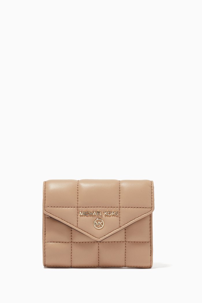 Medium Envelope Wallet in Textured Leather, Brown
