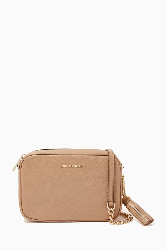 

Medium Ginny Crossbody in Pebbled Leather, Brown