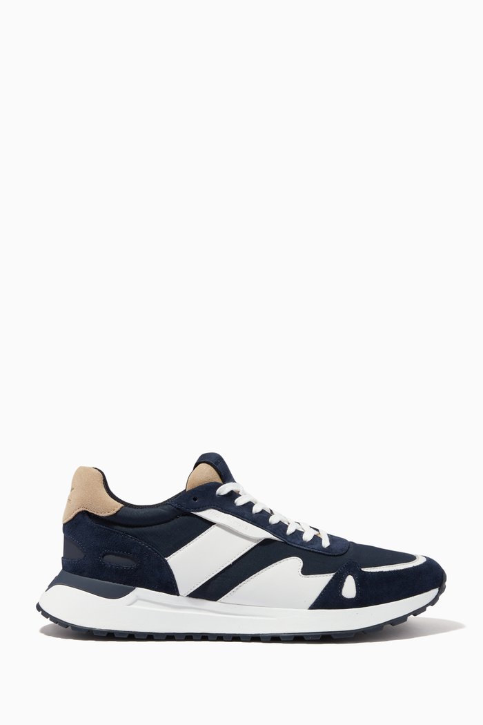 Miles Sneakers in Mixed Leather, Blue