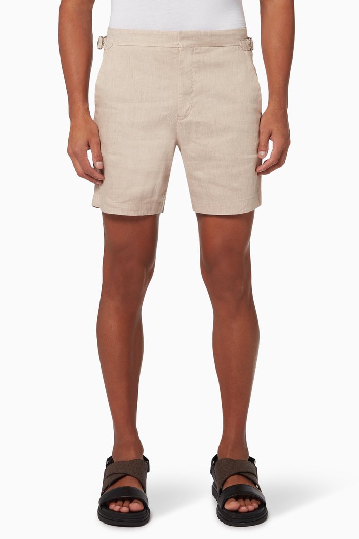 

Adjustable Shorts in Linen Blend, Neutral
