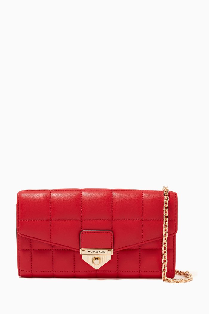 

Large Soho Chain Wallet in Quilted Leather, Red