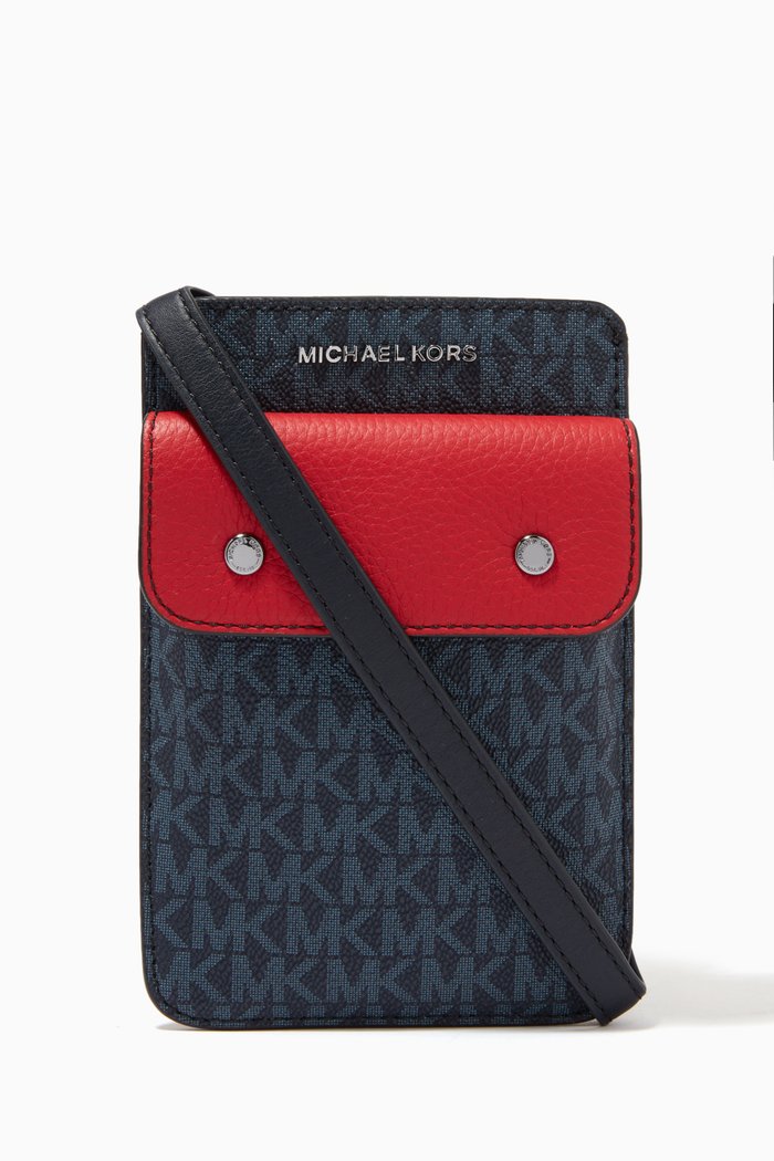 

Smartphone Crossbody Bag in Logo Canvas & Leather, Blue
