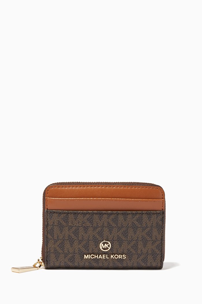 

Small Jet Set Wallet in Logo Canvas, Brown
