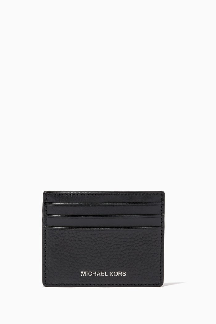 

Hudson Embossed Card Case in Leather, Black
