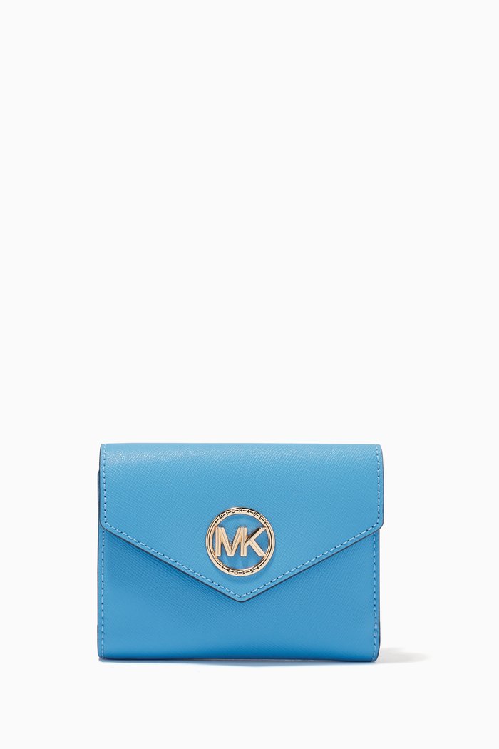 Medium Carmen Envelope Wallet in Leather, Blue