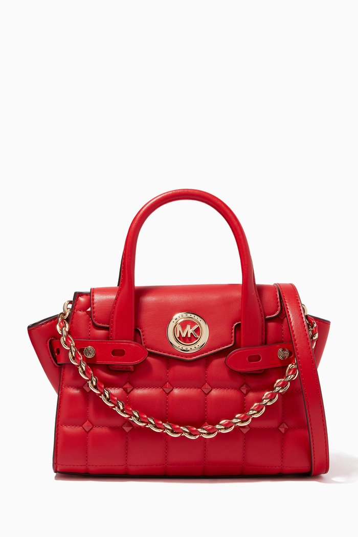 

Extra-small Carmen Satchel Bag in Quilted Leather, Red