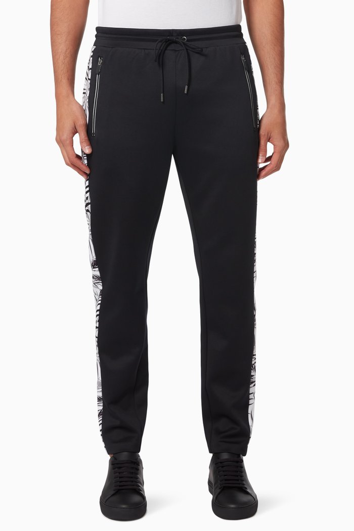 

Palm Tree Track Pants in Cotton, Black
