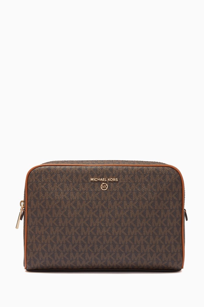 

Large Travel Pouch in Logo Canvas, Brown