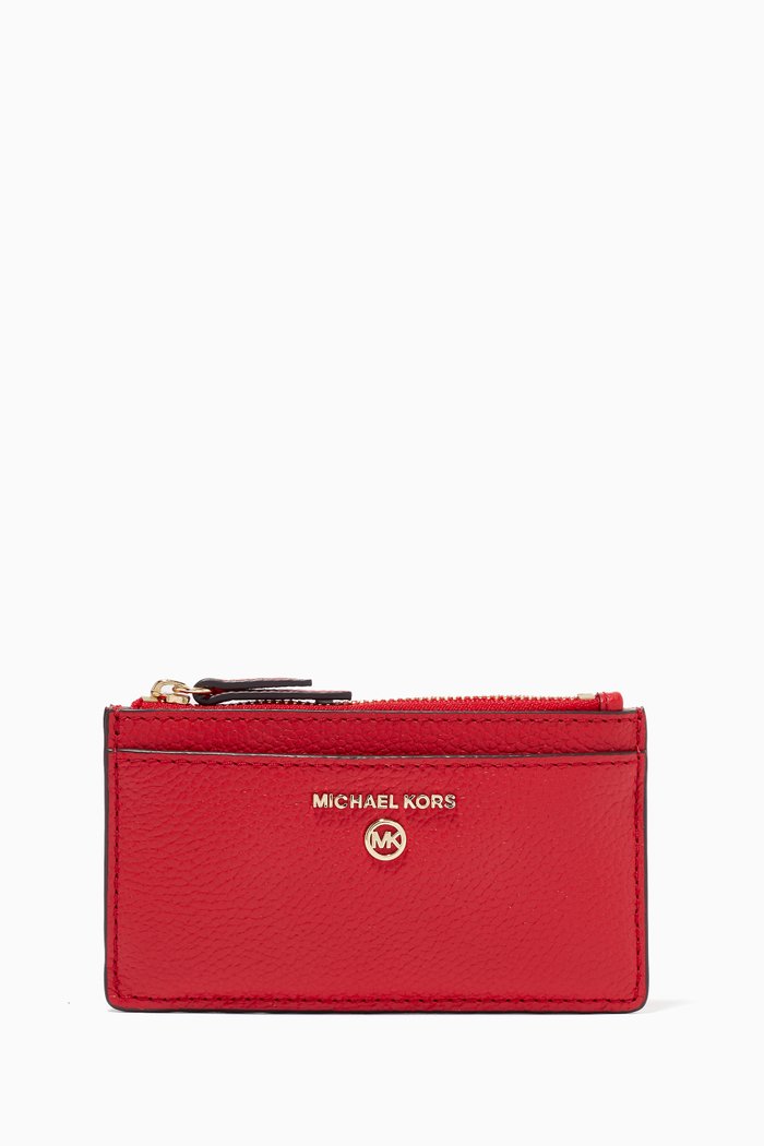 

Small Slim Card Case in Leather, Red