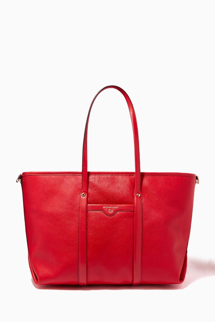 Large Beck Tote Bag in Leather, Red
