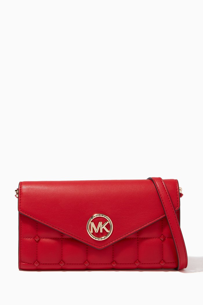 

Carmen Chain Wallet Crossbody in Leather, Red
