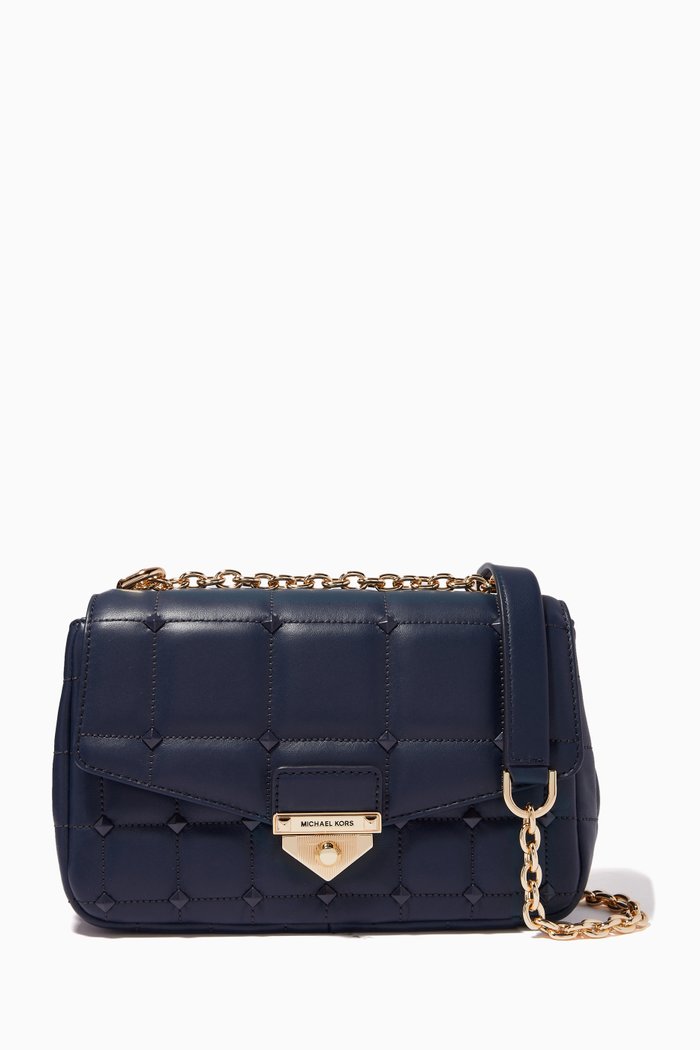 

Large Soho Shoulder Bag in Quilted Leather, Blue