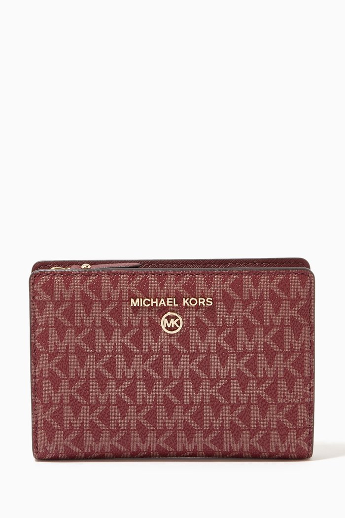 

Medium Carryall Card Case in Logo Canvas, Red