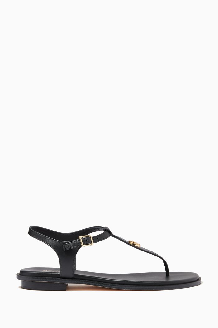 

Mallory Flat Sandals in Leather, Black