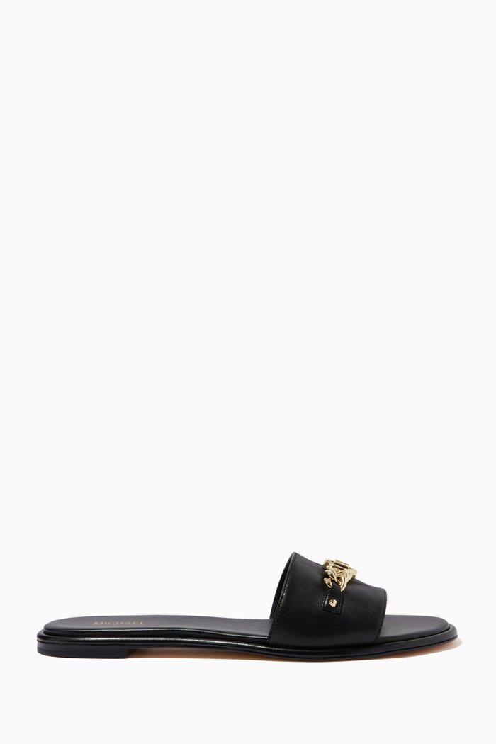 

Rina Slides in Leather, Black