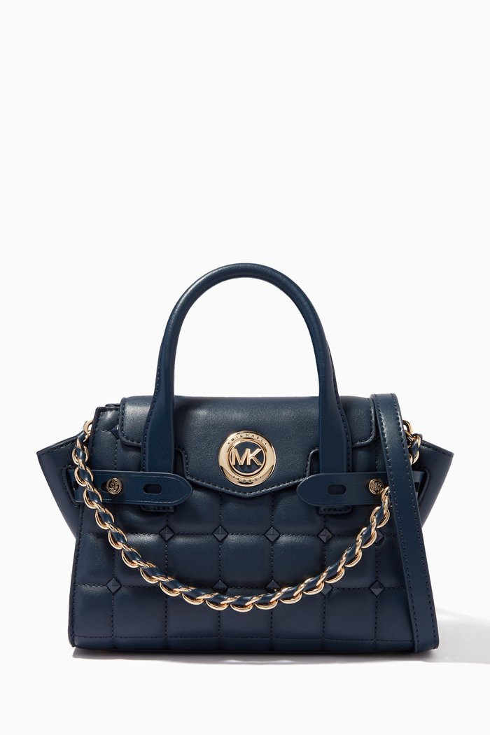 

Extra Small Carmen Satchel Bag in Quilted Leather, Blue