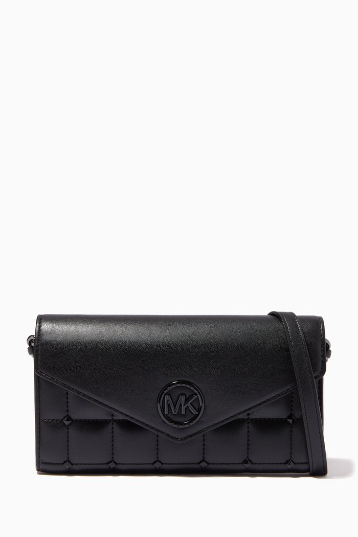 

Carmen Chain Wallet Crossbody in Leather, Black