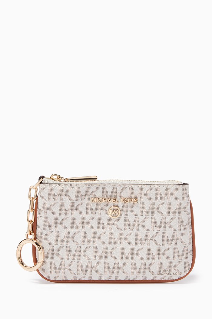 

Extra Small Jet Set Key Card Case in Logo Canvas, White