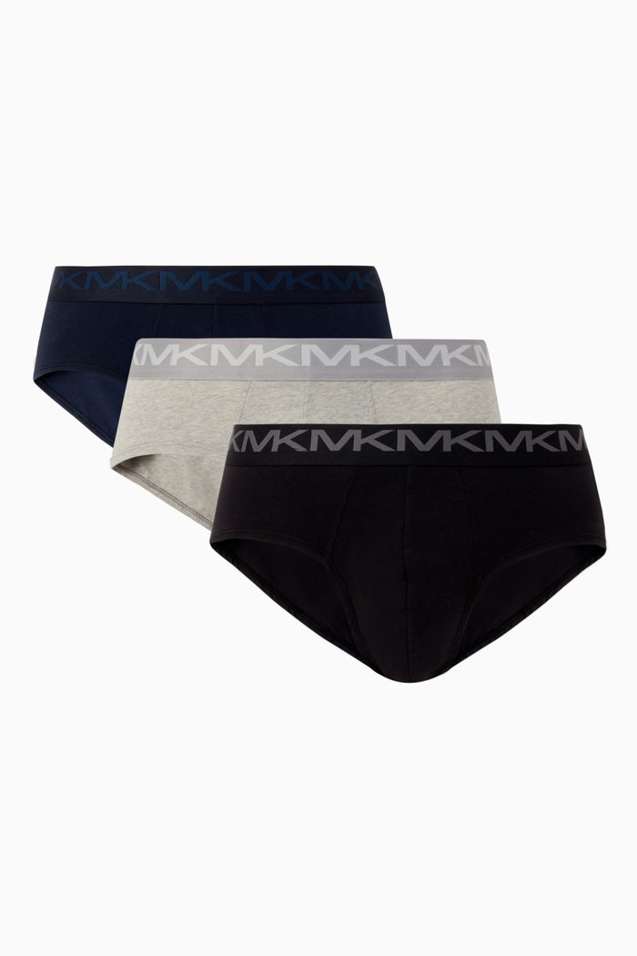

Logo Boxer Briefs in Stretch Cotton, Set of 3, Blue