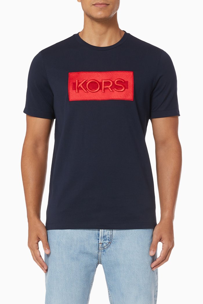 

Kors Embroidered T-shirt in Cotton, Blue