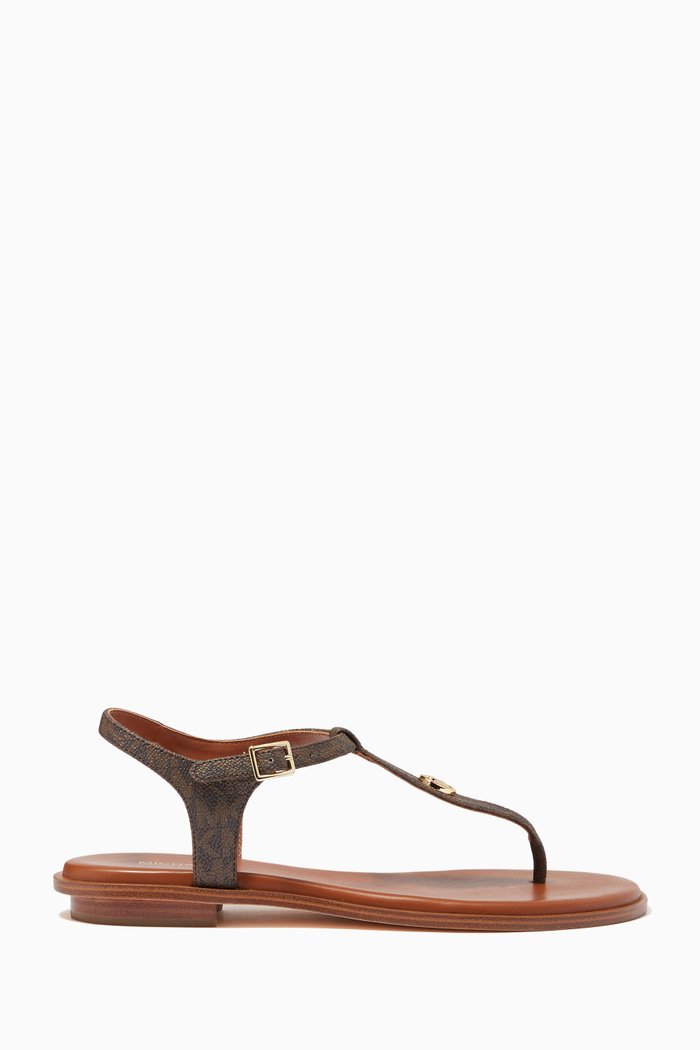 

Mallory Flat Sandals in Logo Canvas, Brown