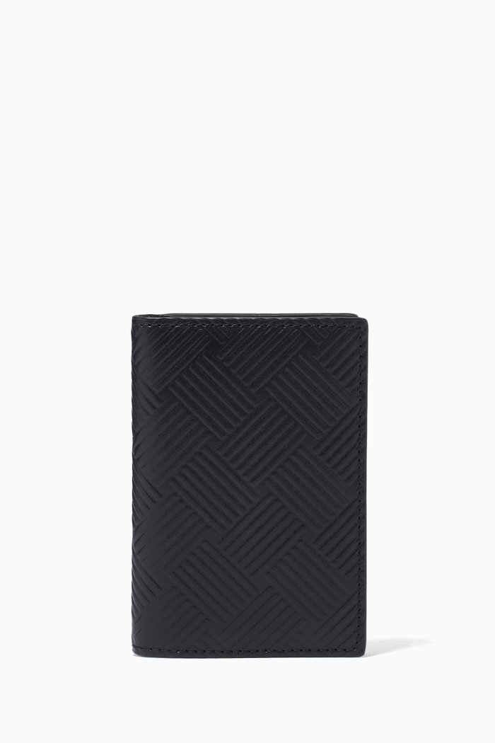 

Bi-fold Card Case in Intrecciato Debossed Calfskin, Black