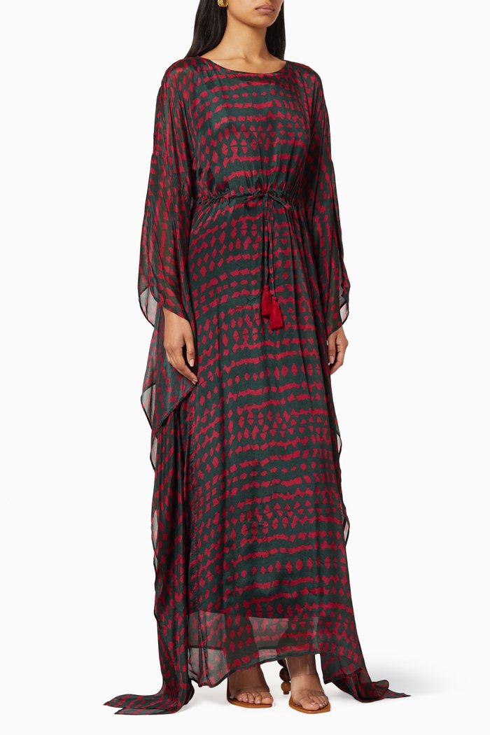 

Abstract Print Kaftan, Red