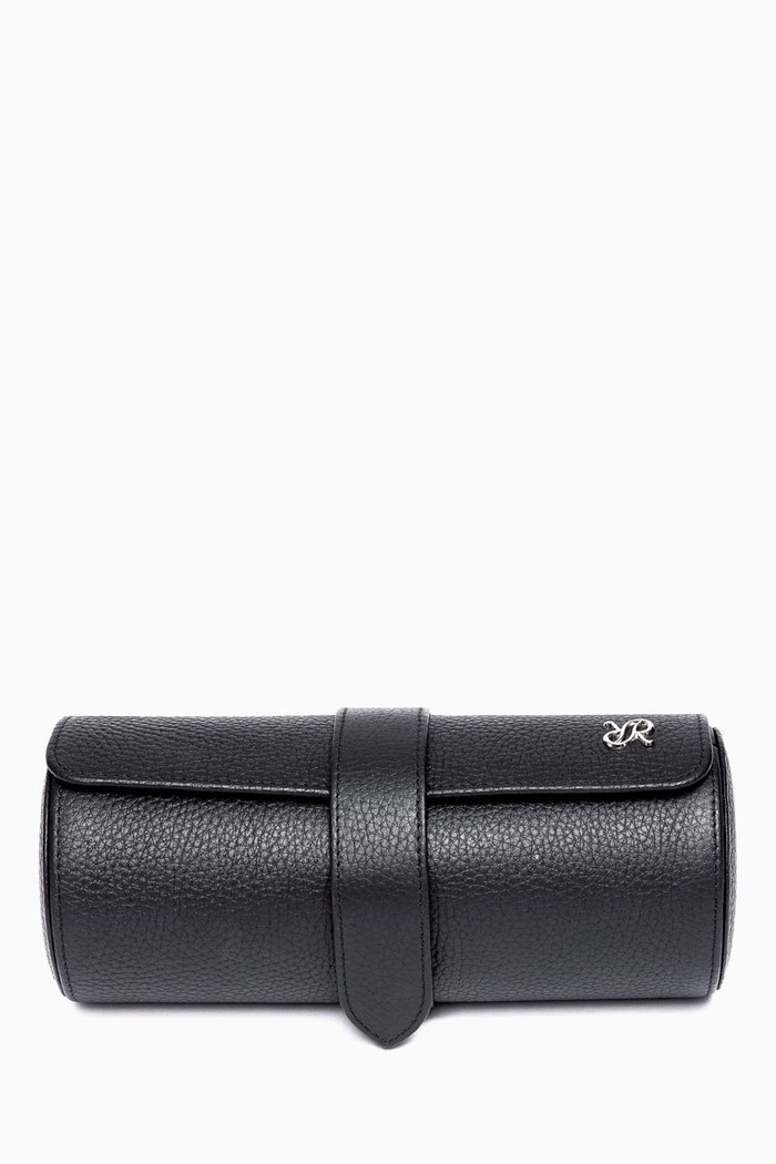 

x Johnston's of Elgin Three Watch Roll in Canvas, Black