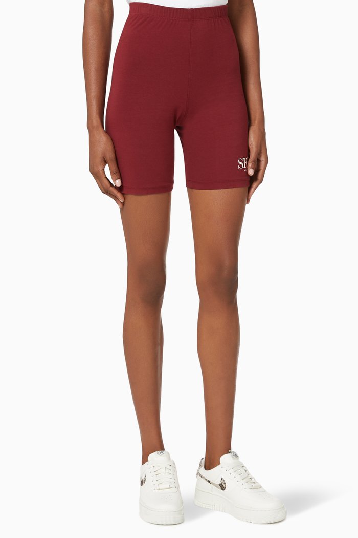 

Upper East Side Cotton Biker Shorts, Burgundy
