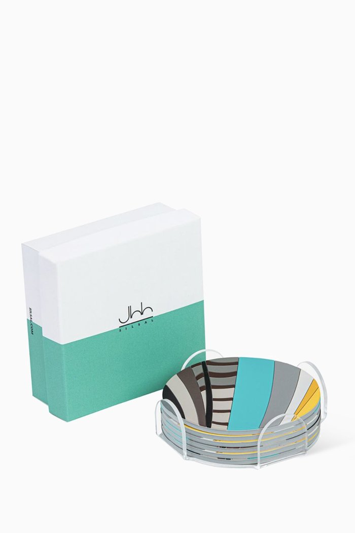 

Sarb Coaster with Acrylic Holder, Set of 6, Multicolour