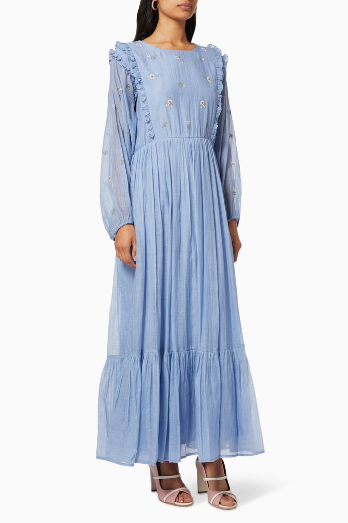 

Ingrid Floral Frill Dress, Blue