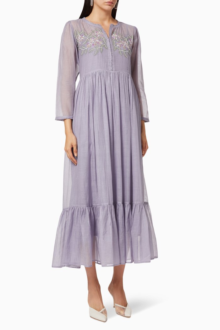

Neena Floral Embroidered Dress, Purple