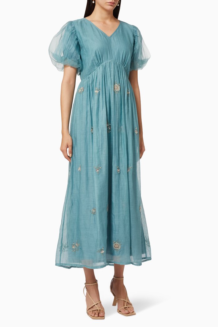 

Jules Puff Dress, Green