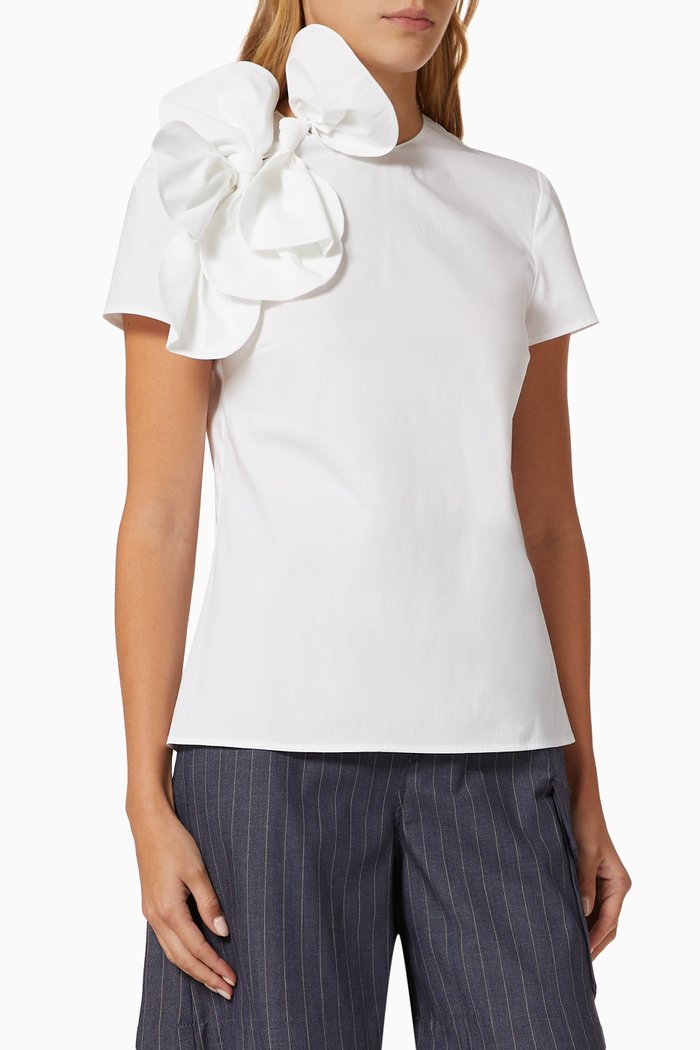 

Bow Applique Top in Cotton, White