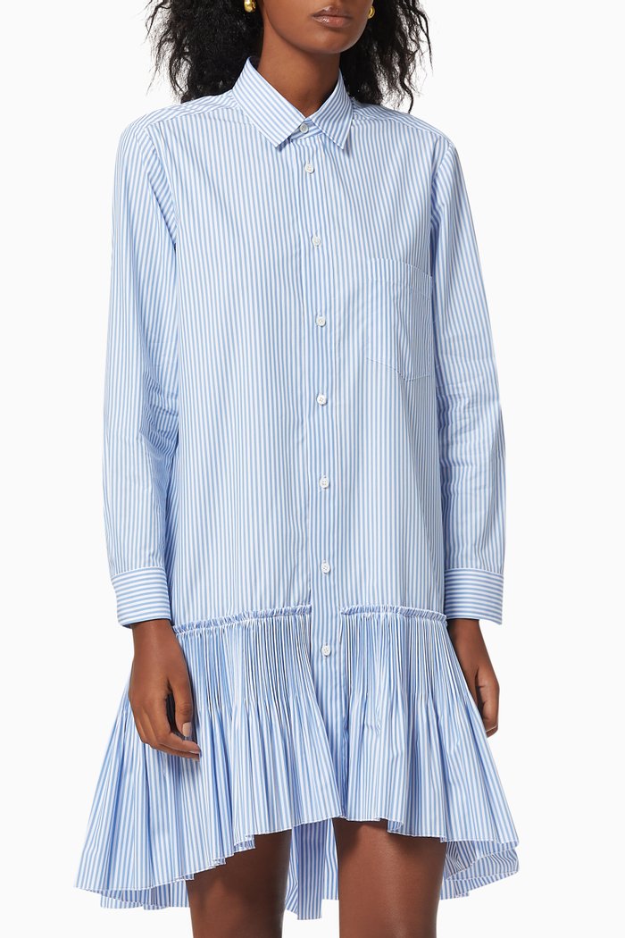 

Stripe Shirt Dress in Cotton, Blue